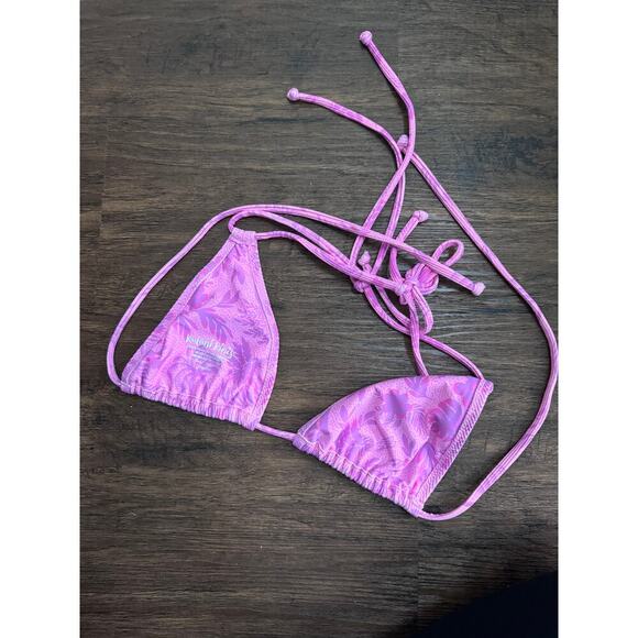 KULANI KINIS Halter Bikini Top In Fuschia Fever - Picture 2 of 4